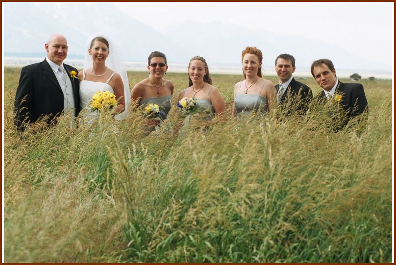 Wedding party in the grass